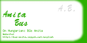anita bus business card